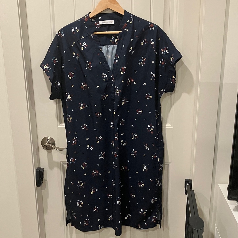 FIG CLOTHING Austin Dress NAVY BLUE Print XL